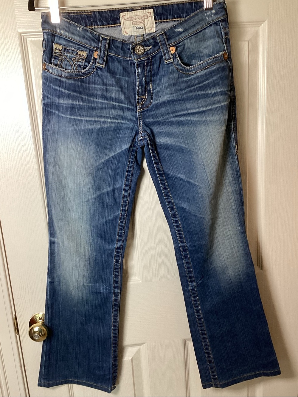 Big Star Miki Medium Blue Distressed Flare Ankle Jeans - Size 27